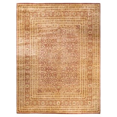 One-of-a-kind Hand Made Traditional Mogul Orange Area Rug