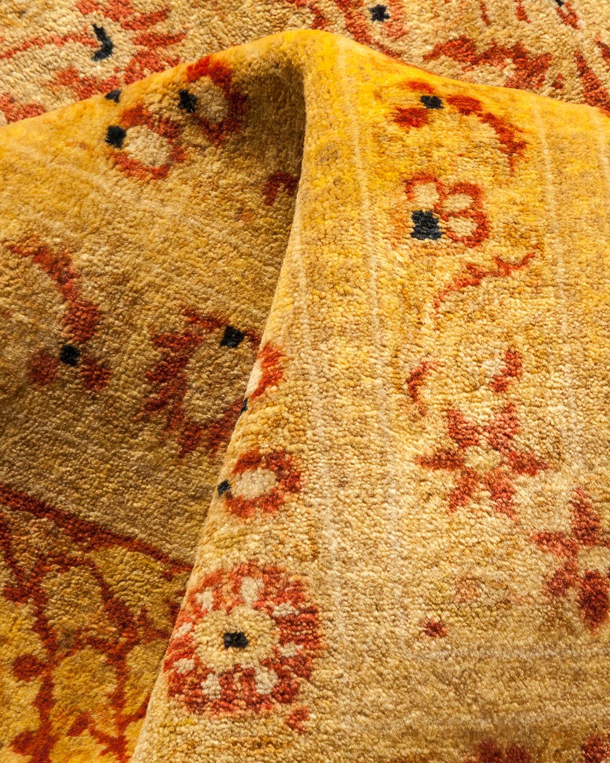 Autre Tapis traditionnel orange Mogul unique fait à la main, unique en son genre en vente