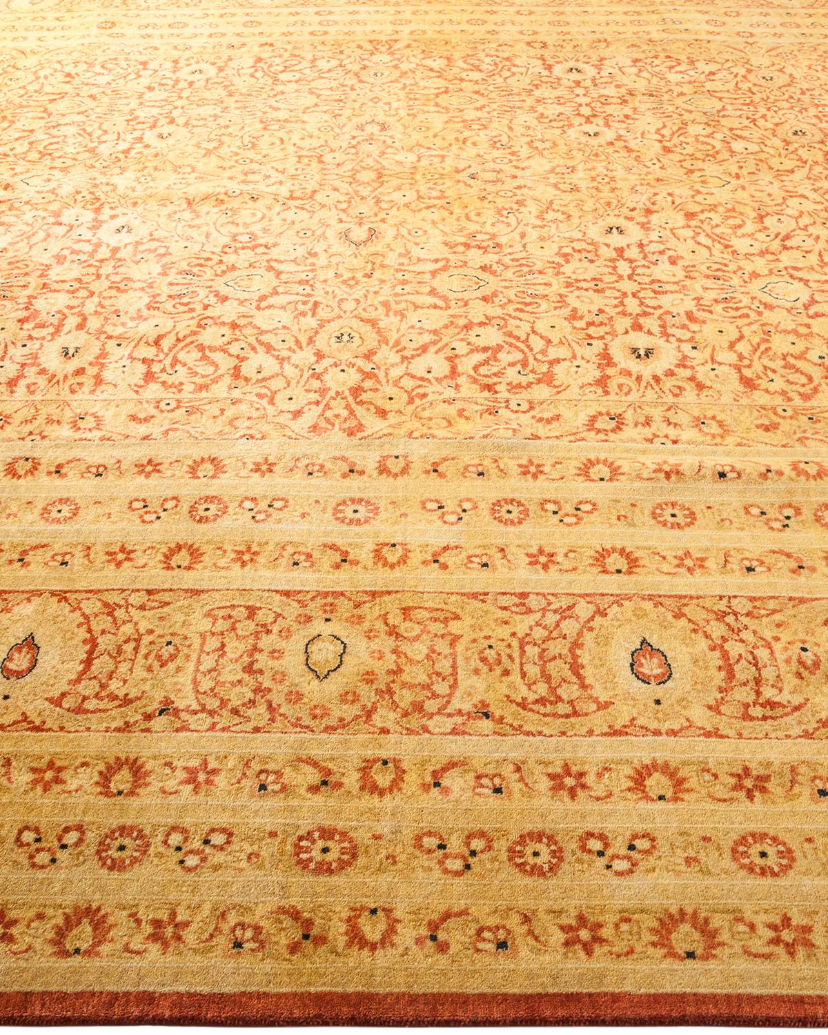 Tapis traditionnel orange Mogul unique fait à la main, unique en son genre Neuf - En vente à Norwalk, CT
