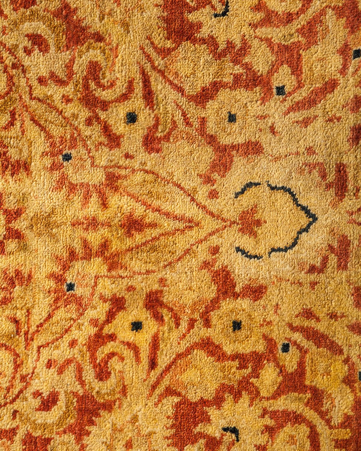 XXIe siècle et contemporain Tapis traditionnel orange Mogul unique fait à la main, unique en son genre en vente