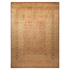 One-Of-A-Kind Hand Made Traditional Mogul Orange Area Rug