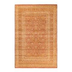 Tappeto tradizionale arancione Mogul, unico nel suo genere, Hand Made