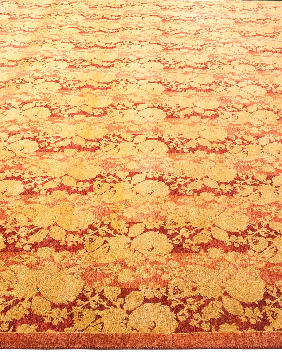 One-Of-A-Kind Hand Made Traditional Mogul Pink Area Rug In New Condition For Sale In Norwalk, CT