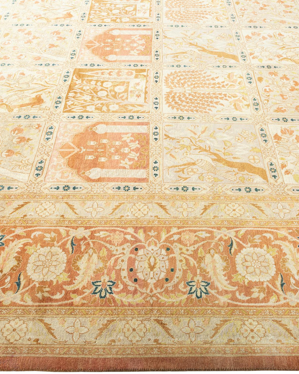 Tapis traditionnel rose moghol unique fait à la main, unique en son genre Neuf - En vente à Norwalk, CT