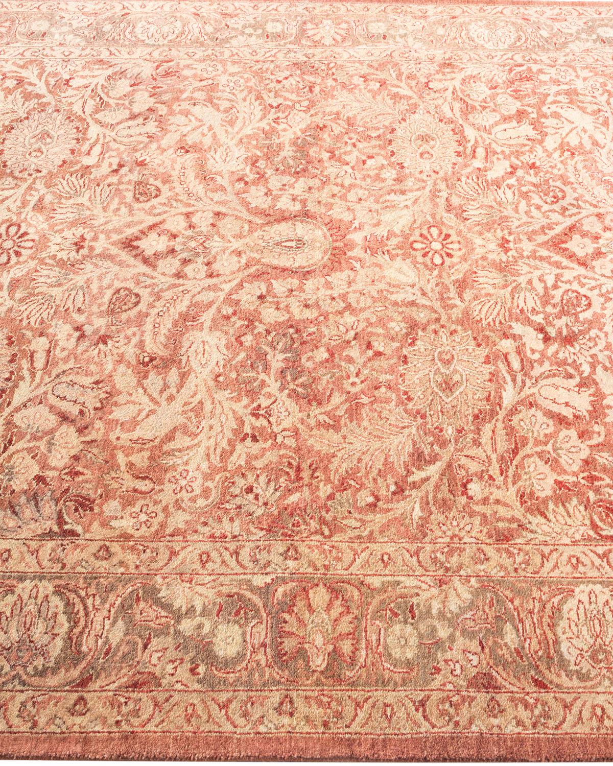 One-of-a-kind Hand Made Traditional Mogul Pink Area Rug In New Condition For Sale In Norwalk, CT