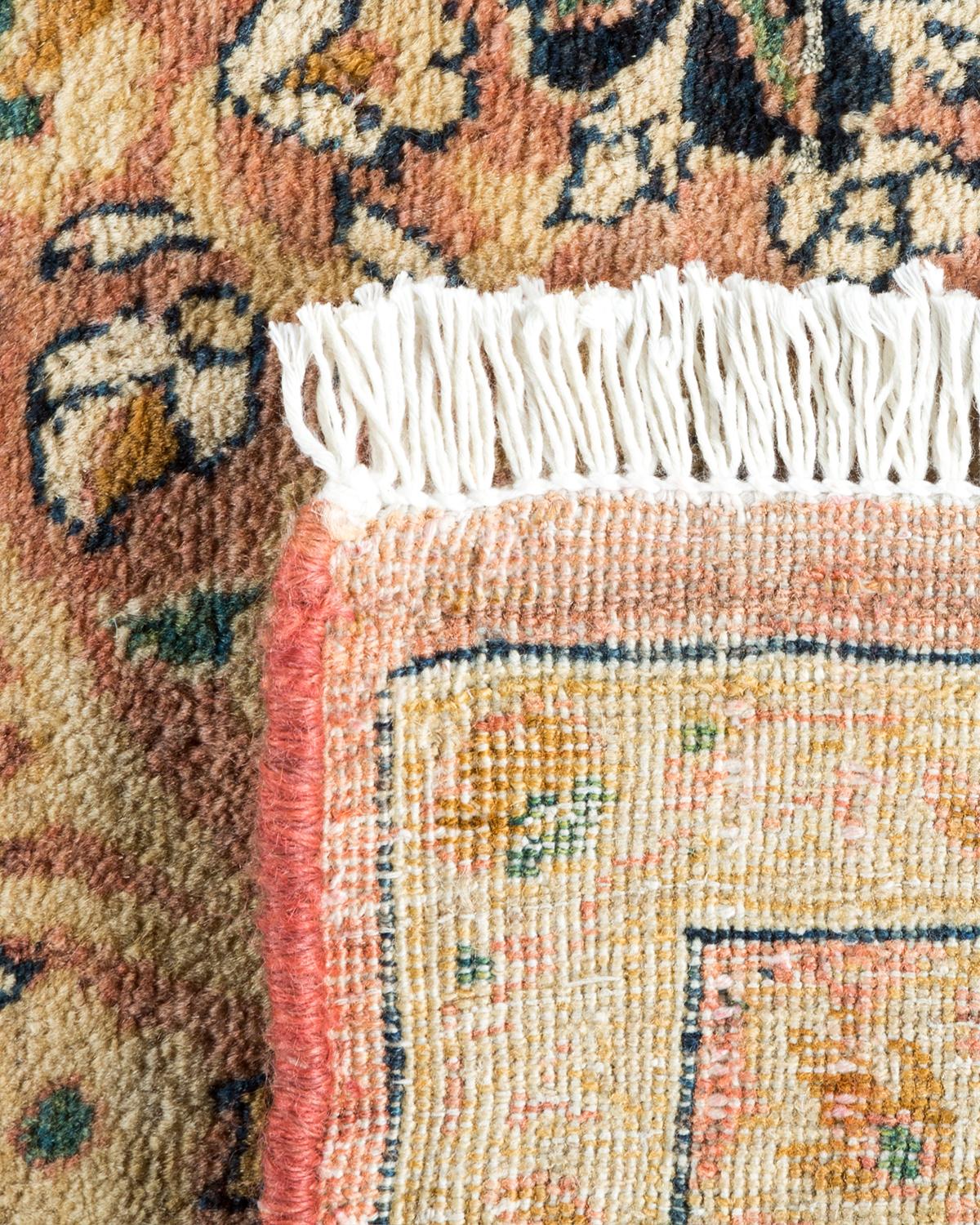 Hand-Knotted One-of-a-Kind Hand Made Traditional Mogul Pink Area Rug For Sale