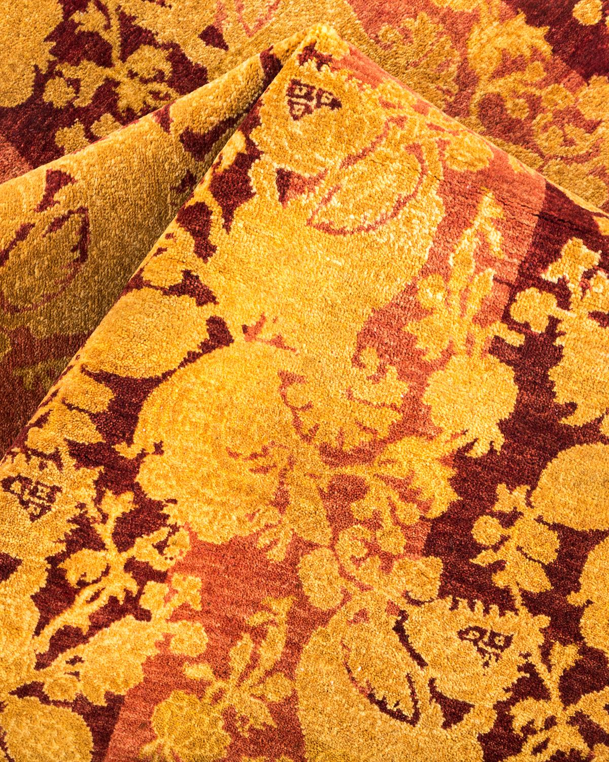 Traditioneller, handgefertigter Mogul-Rosa-Teppich, Unikat (Sonstiges) im Angebot