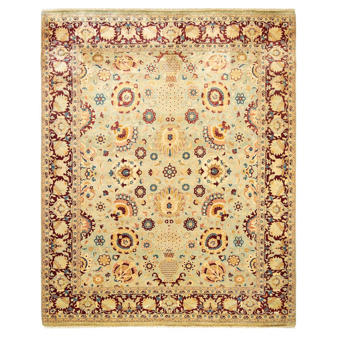 Tapis Mogul traditionnel rose unique fait à la main, unique en son genre en vente