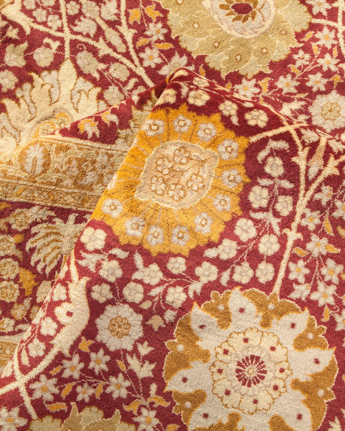 Traditioneller, handgefertigter Mogul-Rosa-Teppich, Unikat (Sonstiges) im Angebot