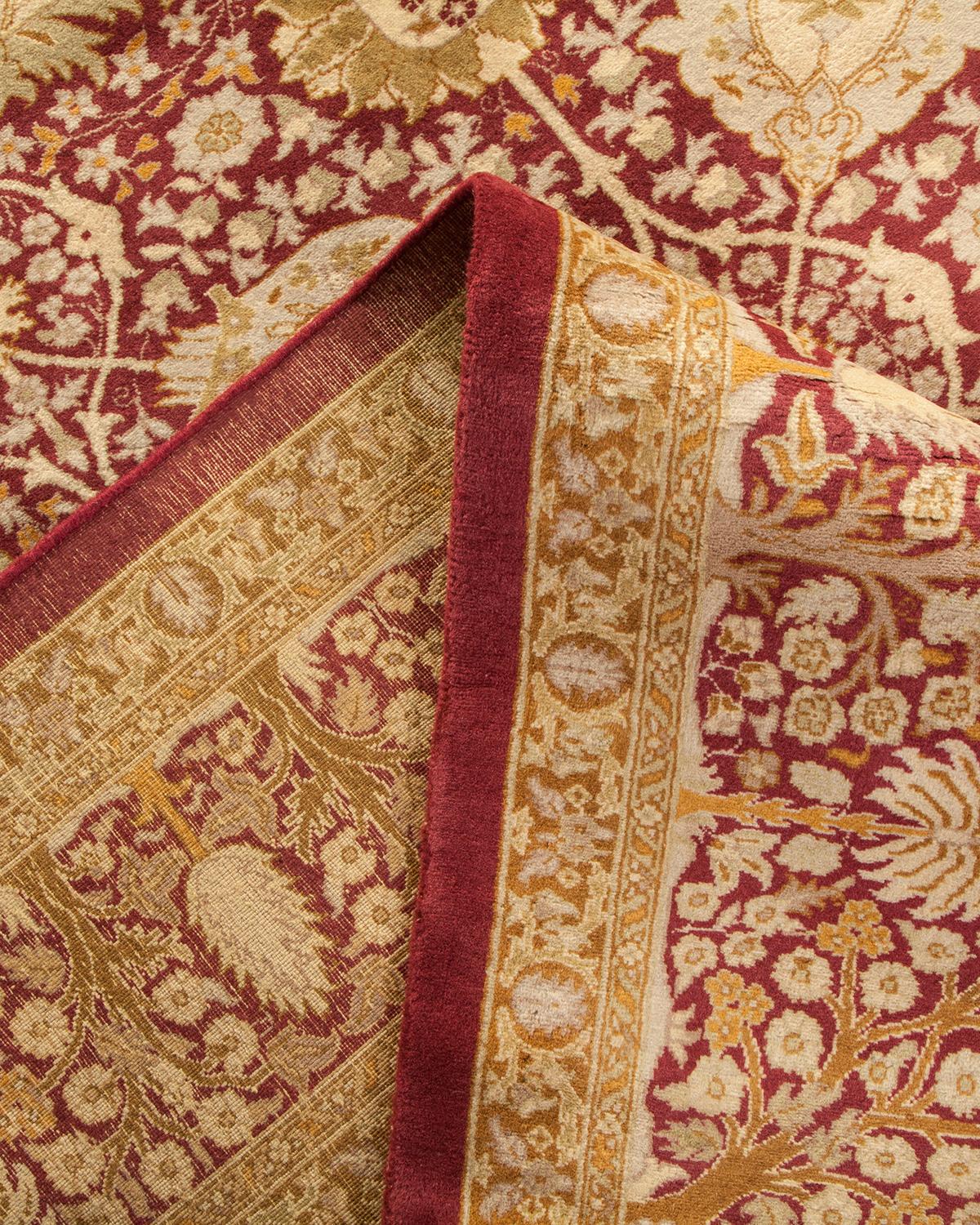 Traditioneller, handgefertigter Mogul-Rosa-Teppich, Unikat (Pakistanisch) im Angebot