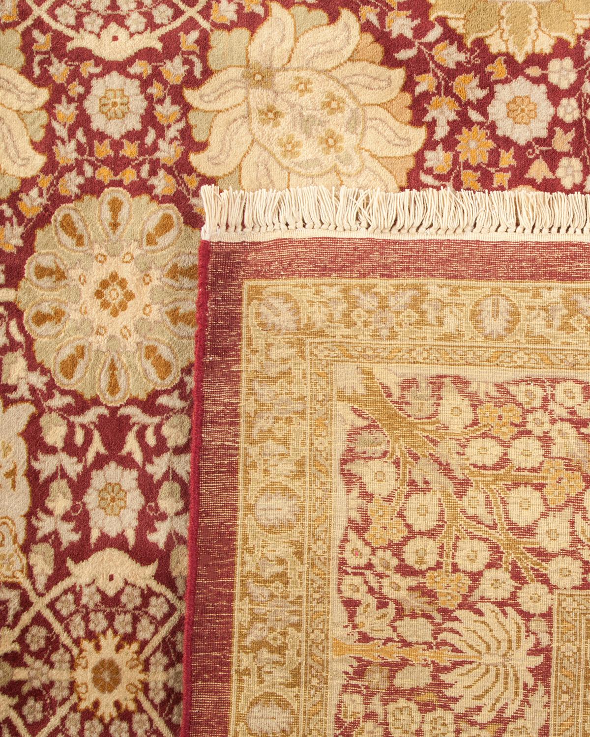 Traditioneller, handgefertigter Mogul-Rosa-Teppich, Unikat (Handgeknüpft) im Angebot