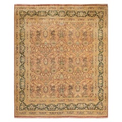Traditioneller, handgefertigter Mogul-Rosa-Teppich, Unikat