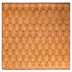 Tapis Mogul traditionnel rose unique fait à la main, unique en son genre