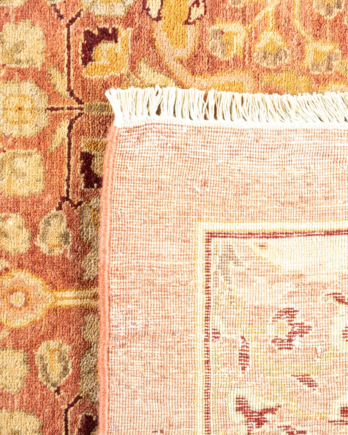 Hand-Knotted One-Of-A-Kind Hand Made Traditional Mogul Pink Area Rug For Sale