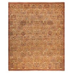 Traditioneller, handgefertigter Mogul-Rosa-Teppich, Unikat