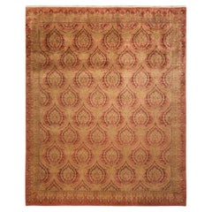 Einzigartiger handgefertigter traditioneller Mogul-Teppich in Rosa