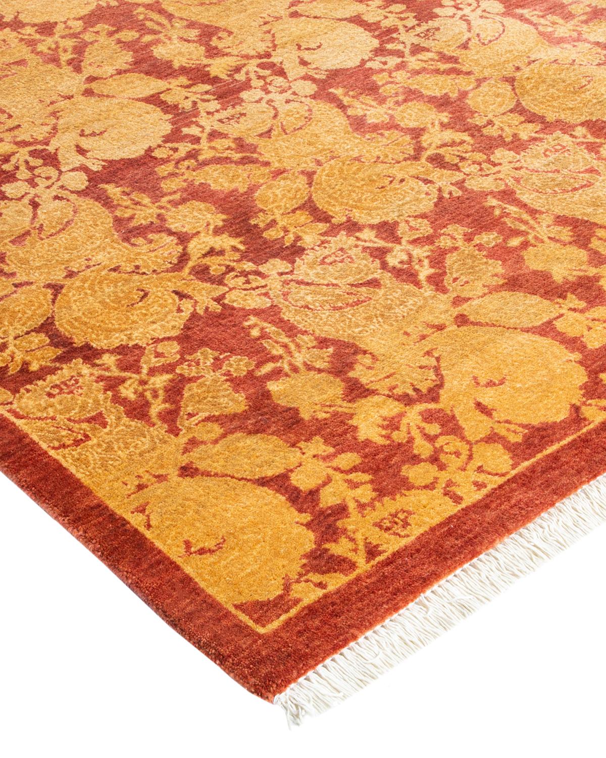 One-Of-A-Kind Hand Made Traditional Mogul Pink Area Rug For Sale 1