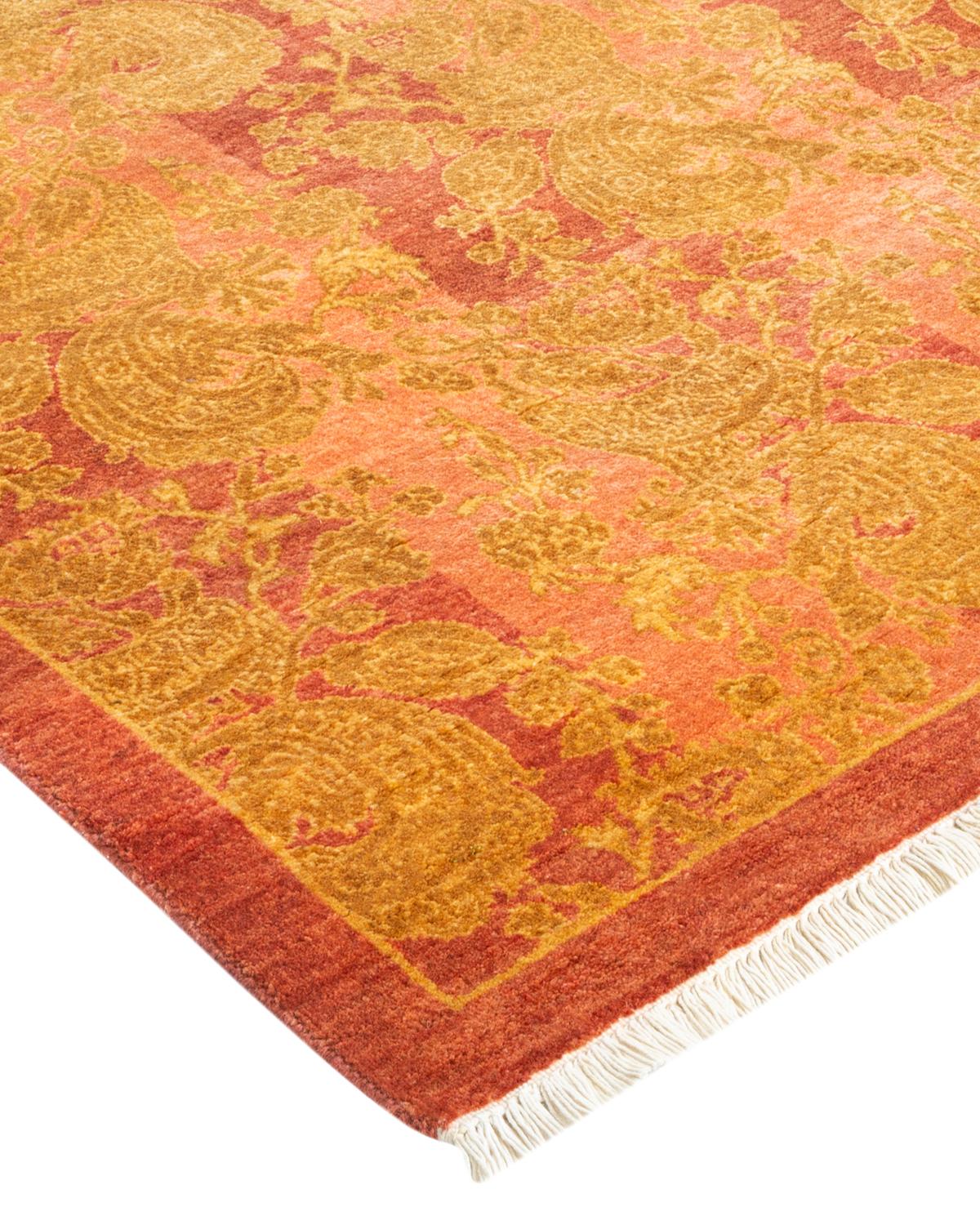 Tapis traditionnel rose moghol unique fait à la main, unique en son genre en vente 1