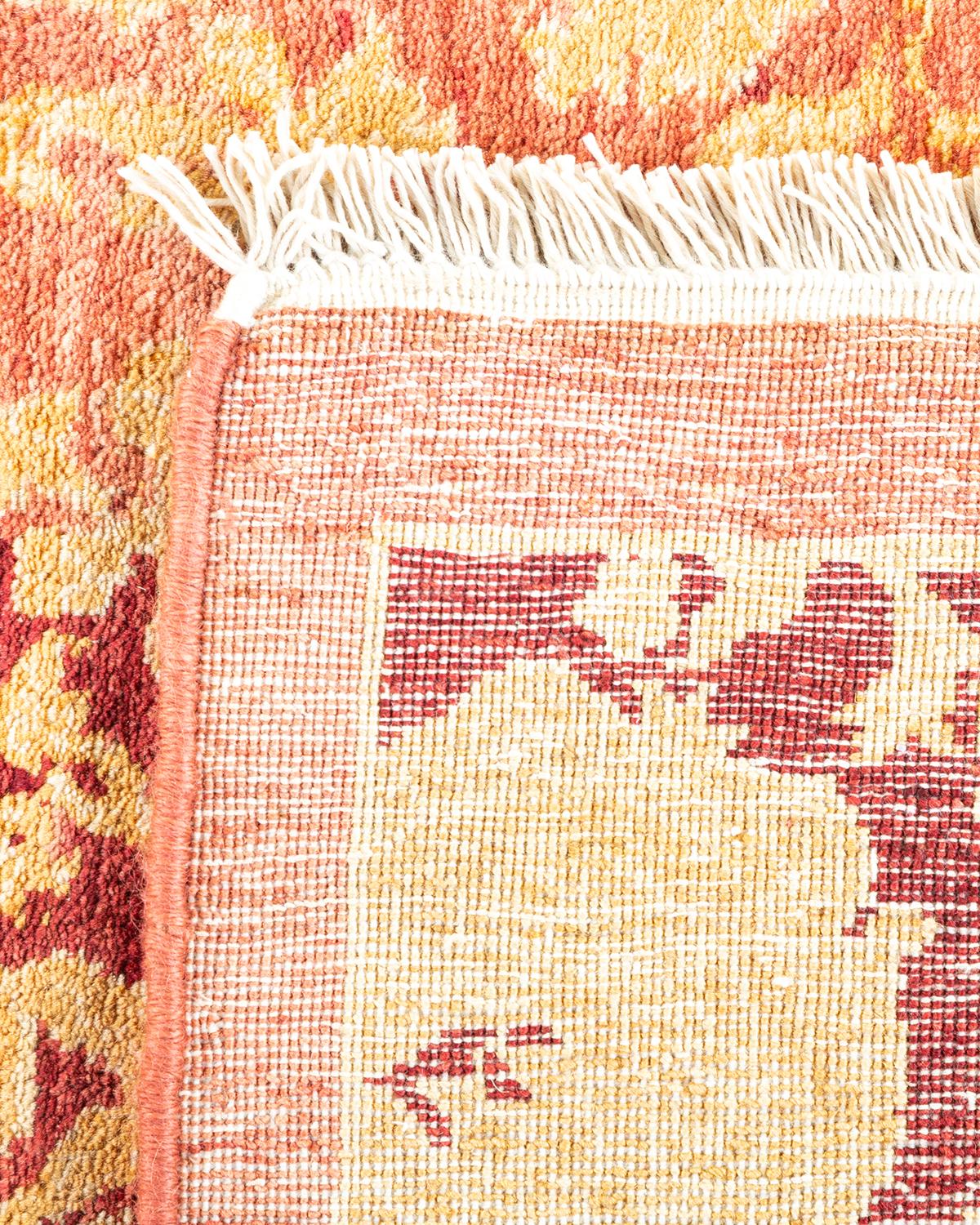 Hand-Knotted One-of-a-kind Hand Made Traditional Mogul Pink Area Rug For Sale