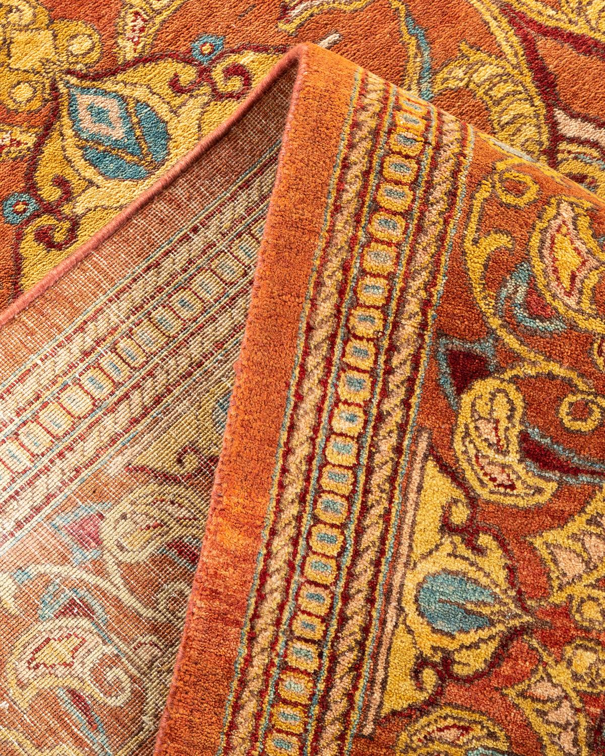 Pakistanais Tapis Mogul traditionnel rose unique fait à la main, unique en son genre en vente