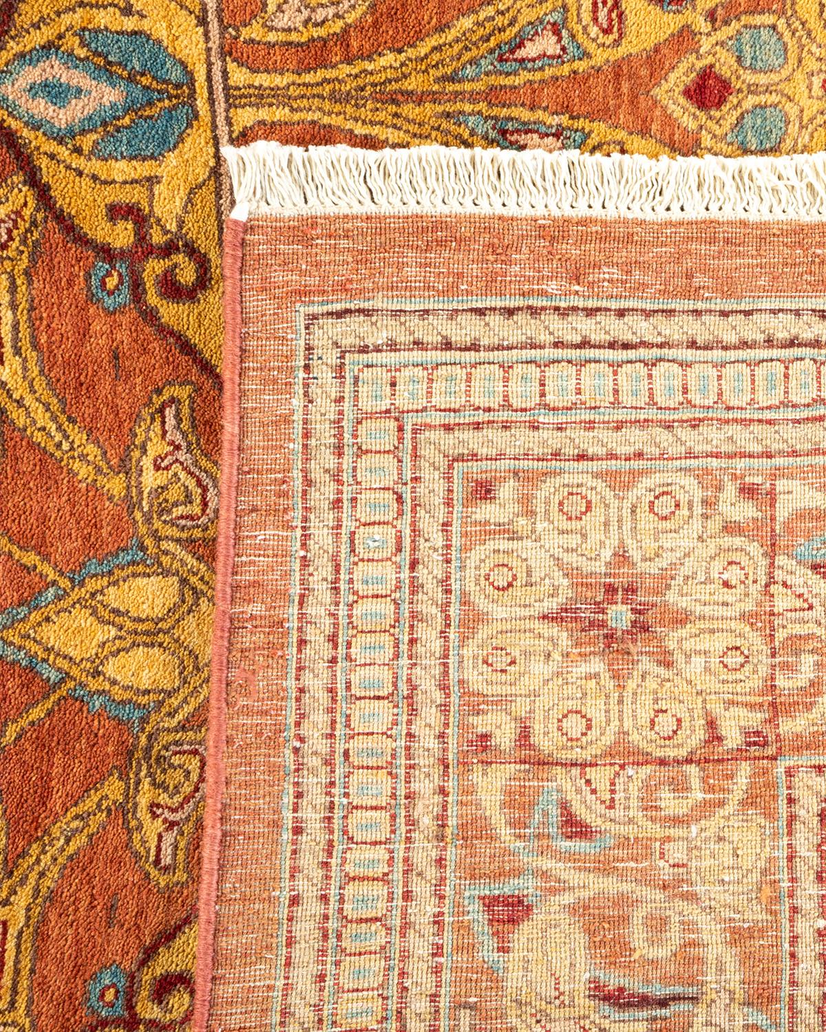 Noué à la main Tapis Mogul traditionnel rose unique fait à la main, unique en son genre en vente