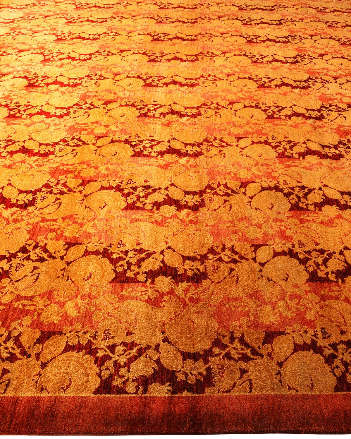 One-of-a-Kind Hand Made Traditional Mogul Pink Area Rug In New Condition For Sale In Norwalk, CT