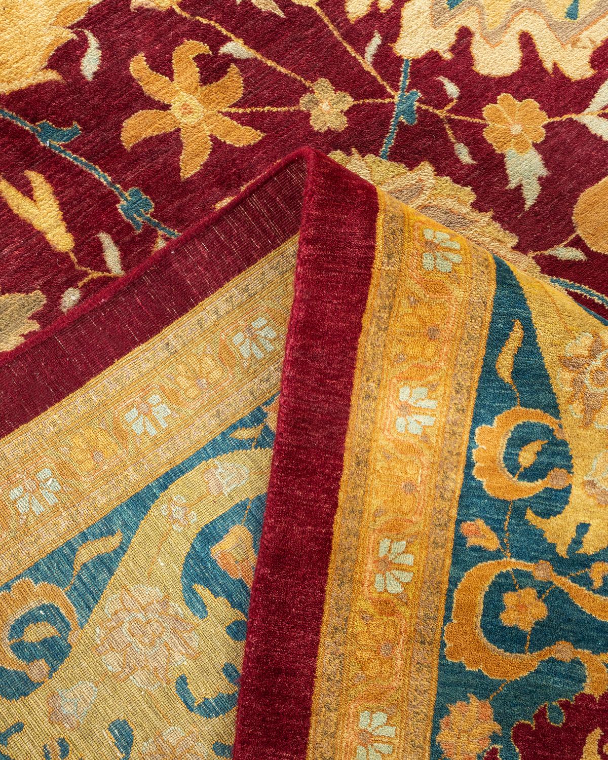 Handgefertigter, traditioneller Mogul-Teppich in Violett, Unikat (Pakistanisch)