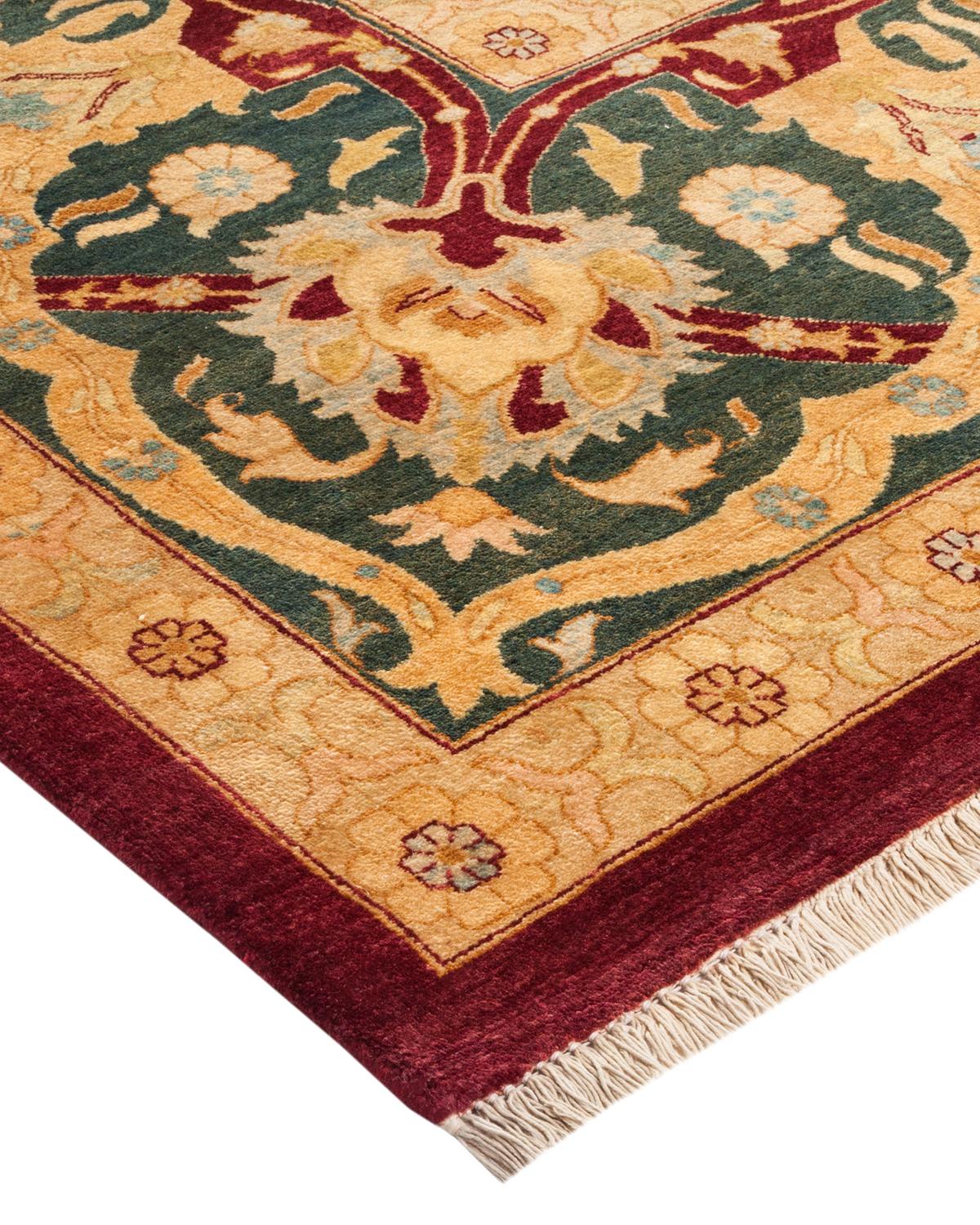Laine Tapis traditionnel violet moghol unique en son genre fabriqué à la main en vente