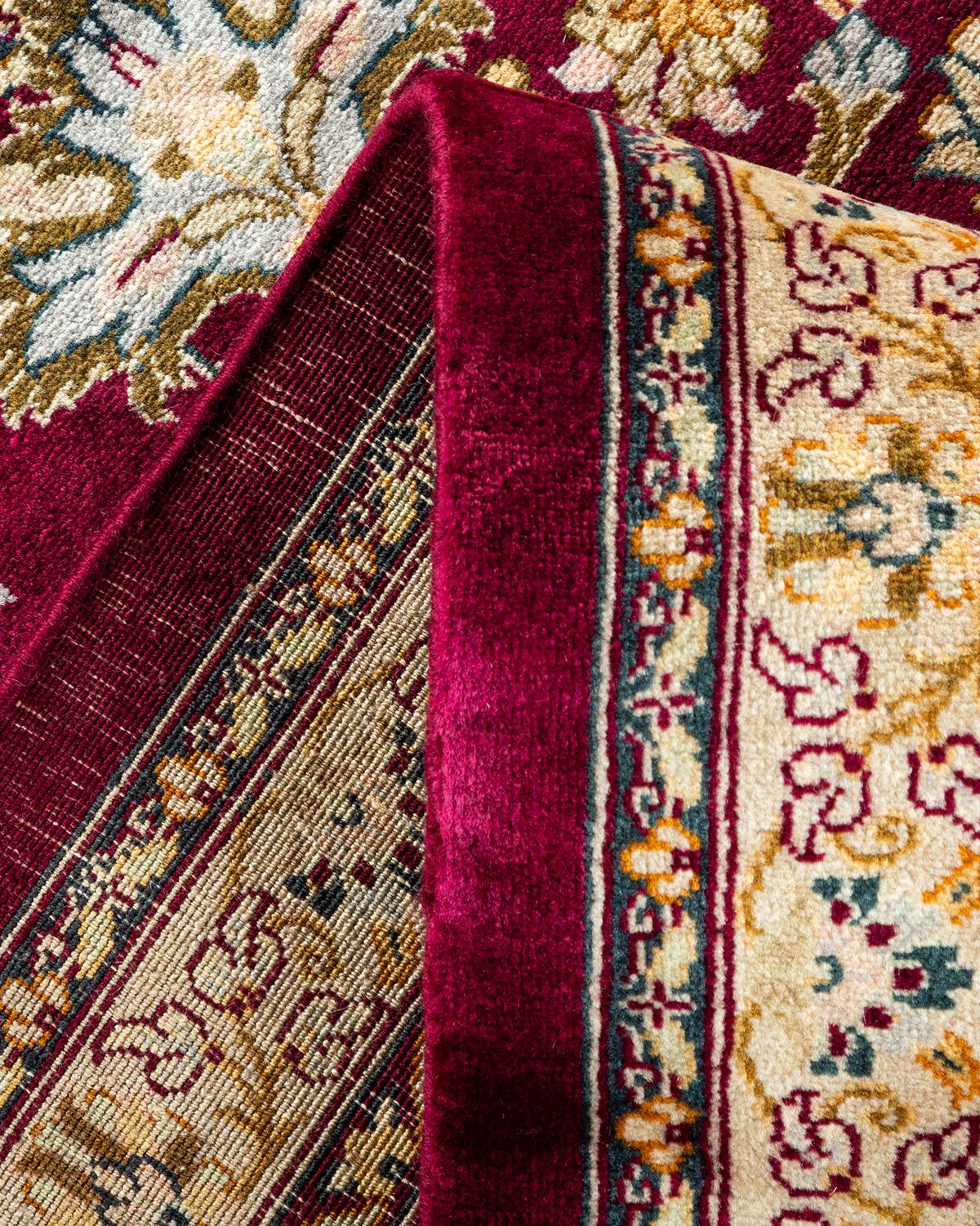 Pakistani One-Of-A-Kind Hand Made Traditional Mogul Purple Area Rug For Sale