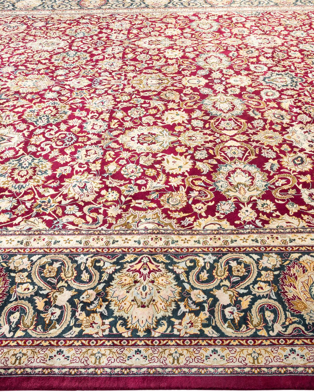 One-Of-A-Kind Hand Made Traditional Mogul Purple Area Rug In New Condition For Sale In Norwalk, CT