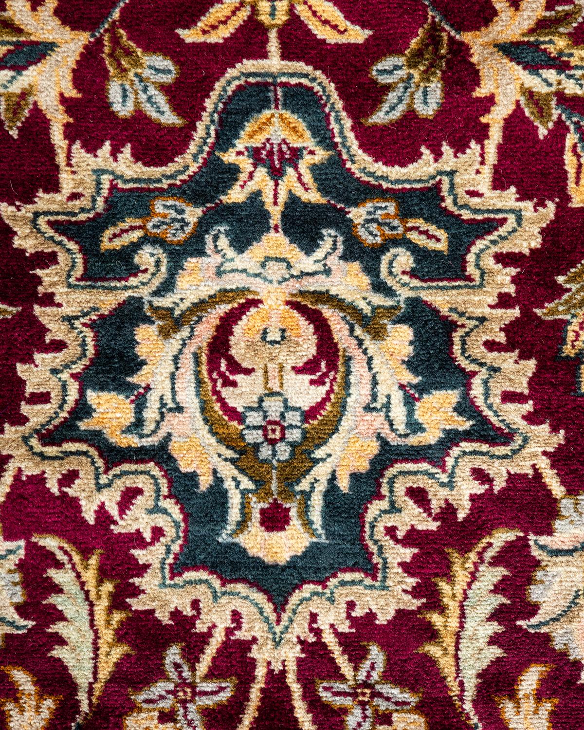 Contemporary One-Of-A-Kind Hand Made Traditional Mogul Purple Area Rug For Sale