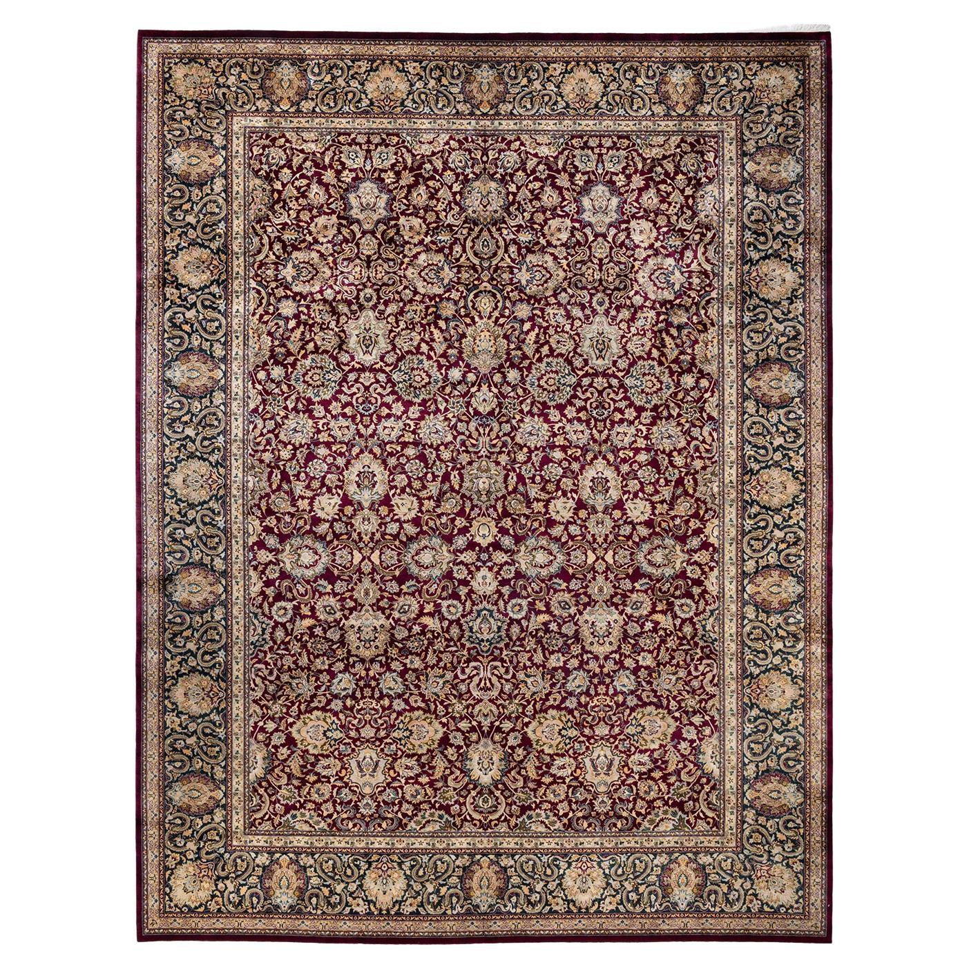 One-Of-A-Kind Hand Made Traditional Mogul Purple Area Rug For Sale