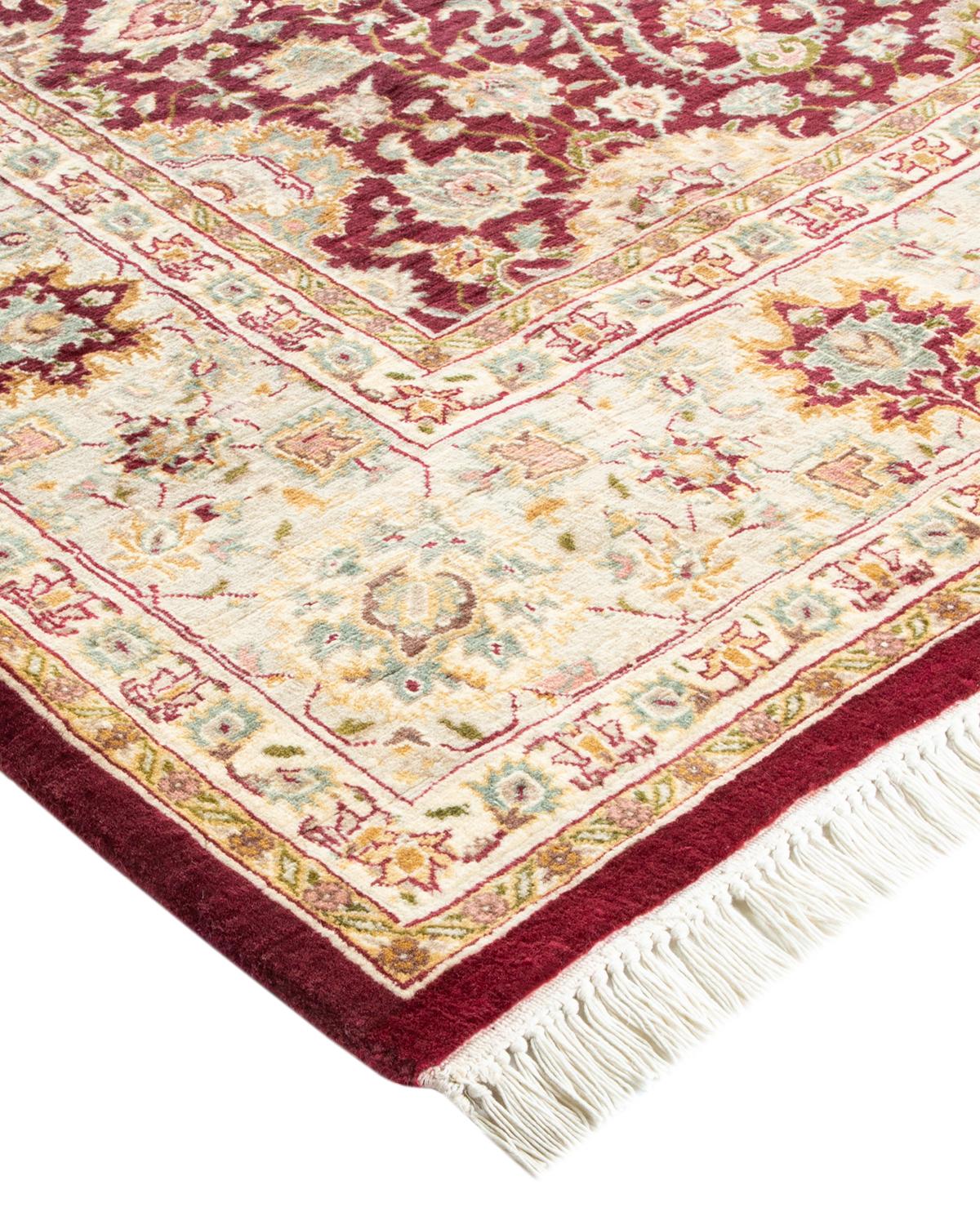 Handgefertigter, traditioneller Mogul-Teppich in Violett, Unikat (Wolle) im Angebot