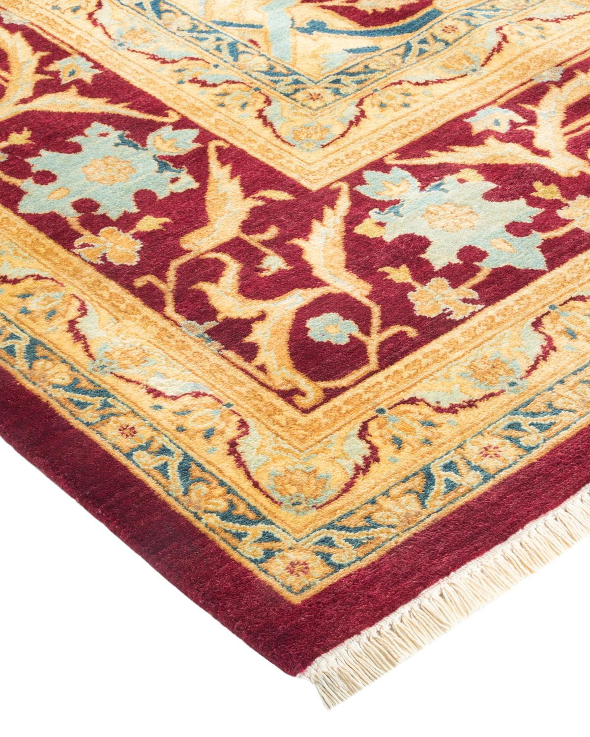 Laine Tapis traditionnel Mogul violet unique en son genre fabriqué à la main en vente