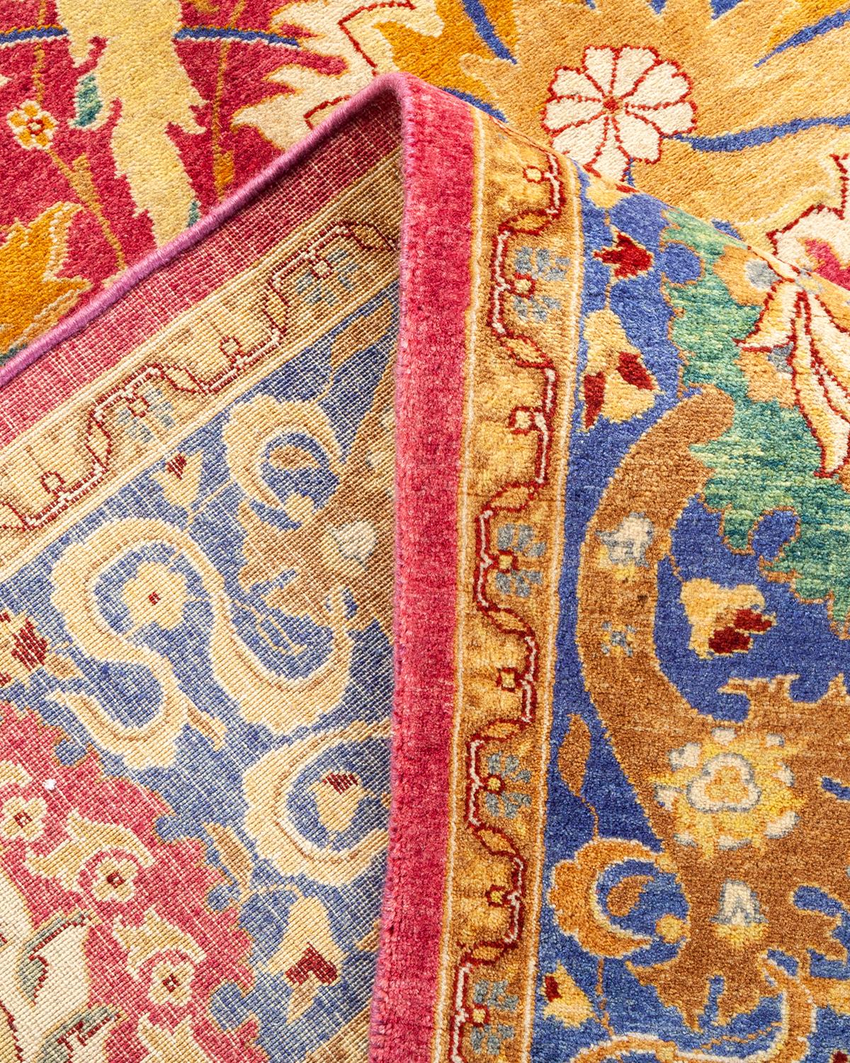 Traditioneller, handgefertigter Mogul-Teppich in Violett, Unikat (Pakistanisch) im Angebot