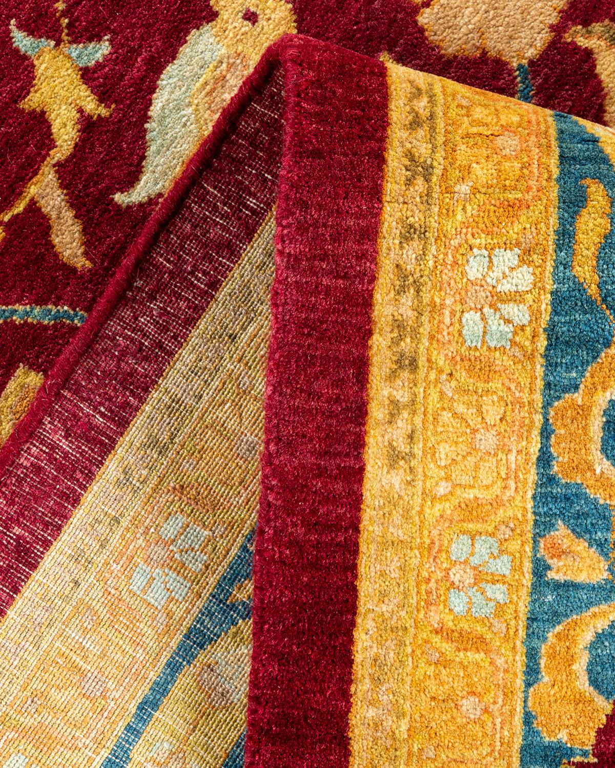 Handgefertigter, traditioneller Mogul-Teppich in Violett, Unikat (Pakistanisch) im Angebot