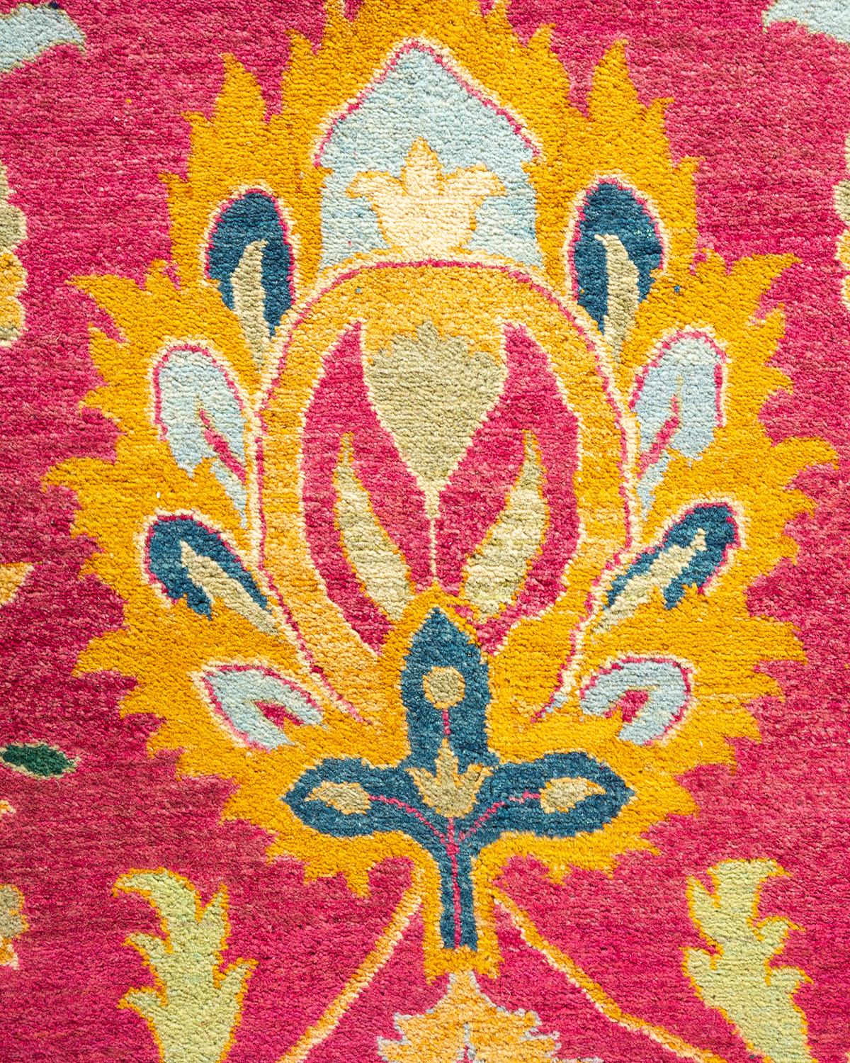 One-Of-A-Kind Hand Made Traditional Mogul Purple Area Rug In New Condition For Sale In Norwalk, CT