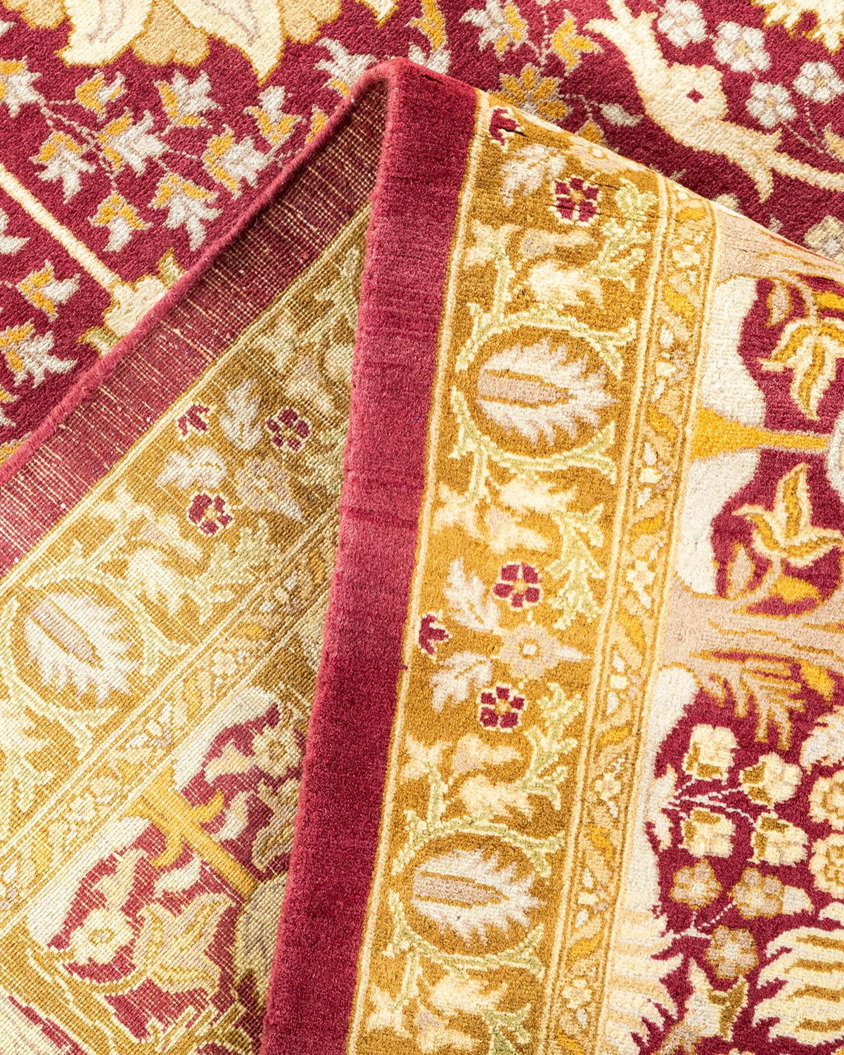 Pakistani One-Of-A-Kind Hand Made Traditional Mogul Purple Area Rug For Sale