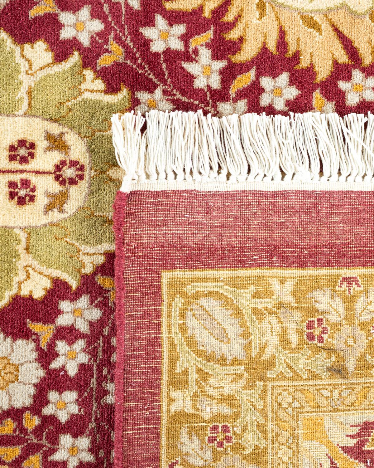Hand-Knotted One-Of-A-Kind Hand Made Traditional Mogul Purple Area Rug For Sale