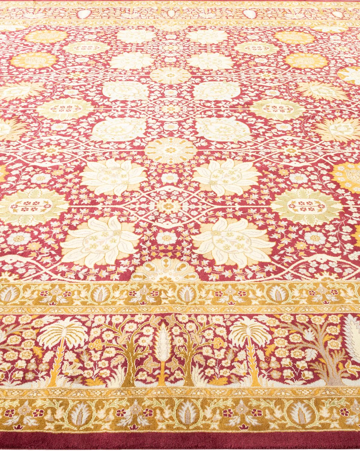 One-Of-A-Kind Hand Made Traditional Mogul Purple Area Rug In New Condition For Sale In Norwalk, CT