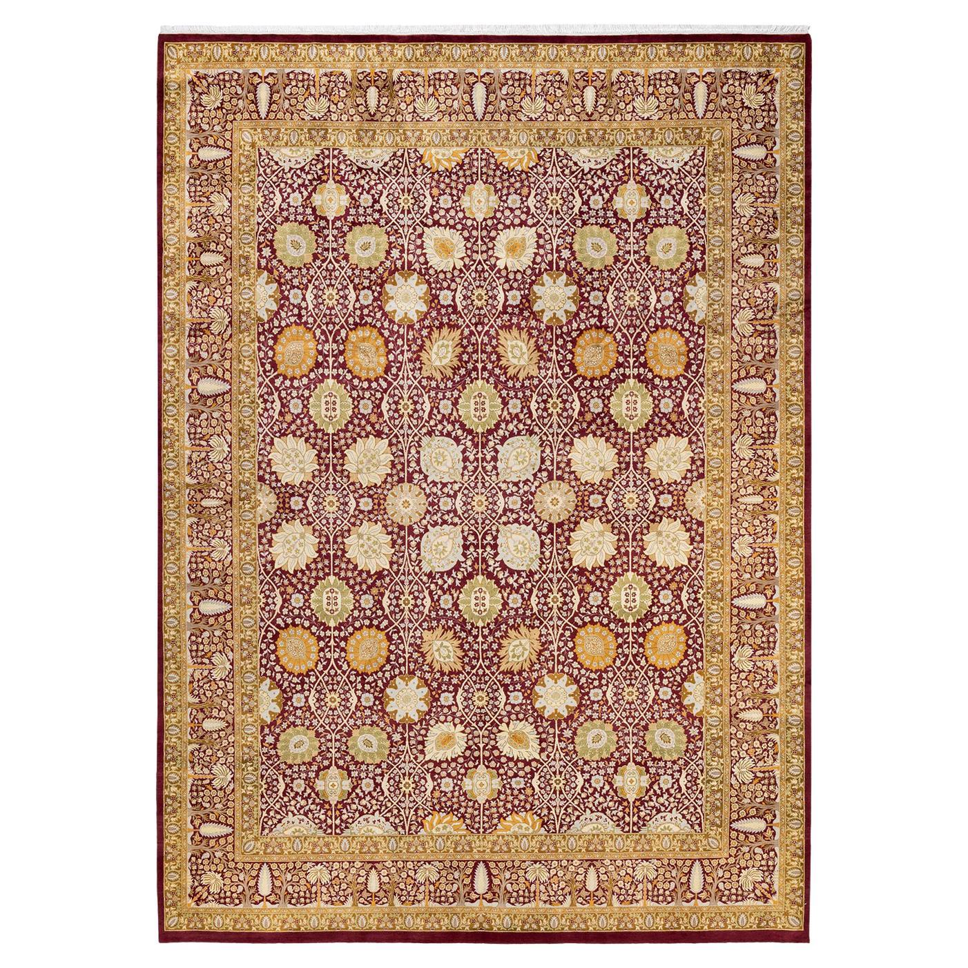 One-Of-A-Kind Hand Made Traditional Mogul Purple Area Rug For Sale