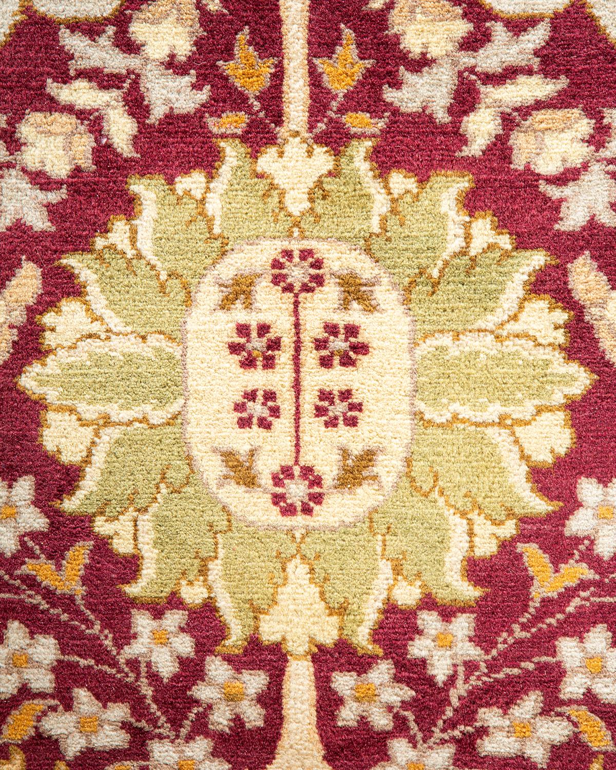 Laine Tapis traditionnel Mogul violet unique en son genre fabriqué à la main en vente