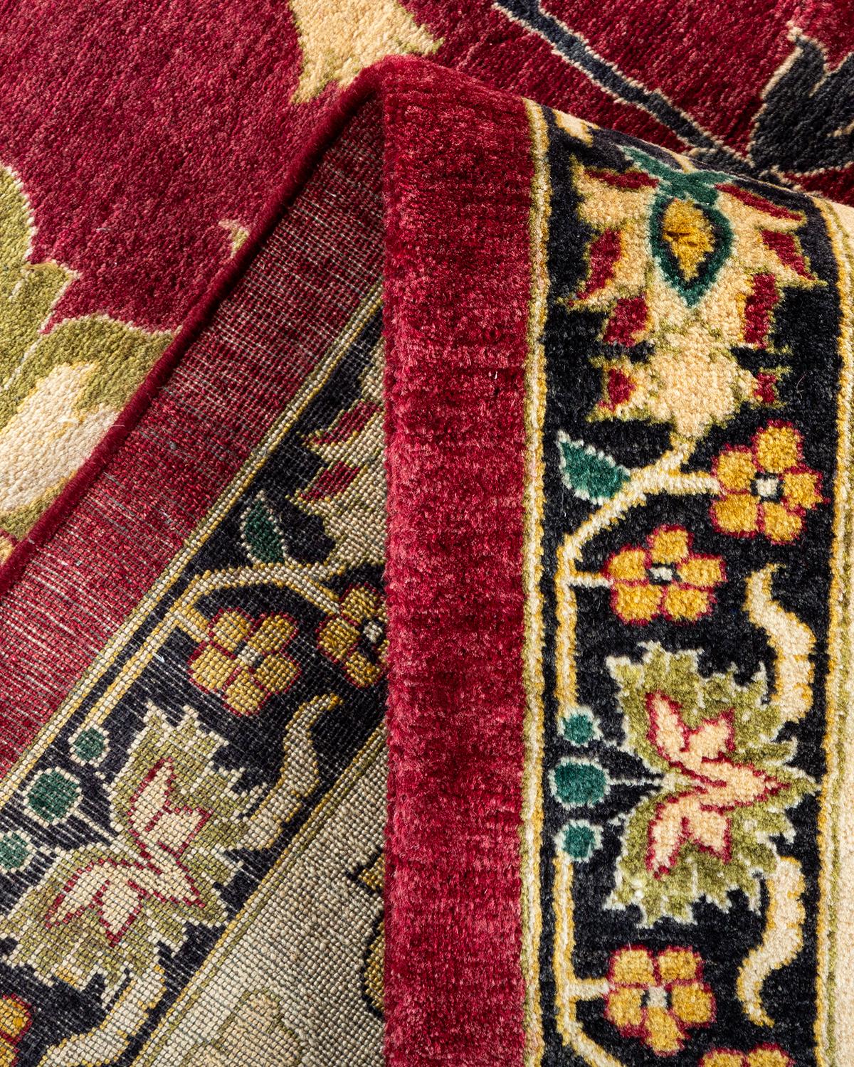 Pakistani One-of-a-kind Hand Made Traditional Mogul Red Area Rug For Sale