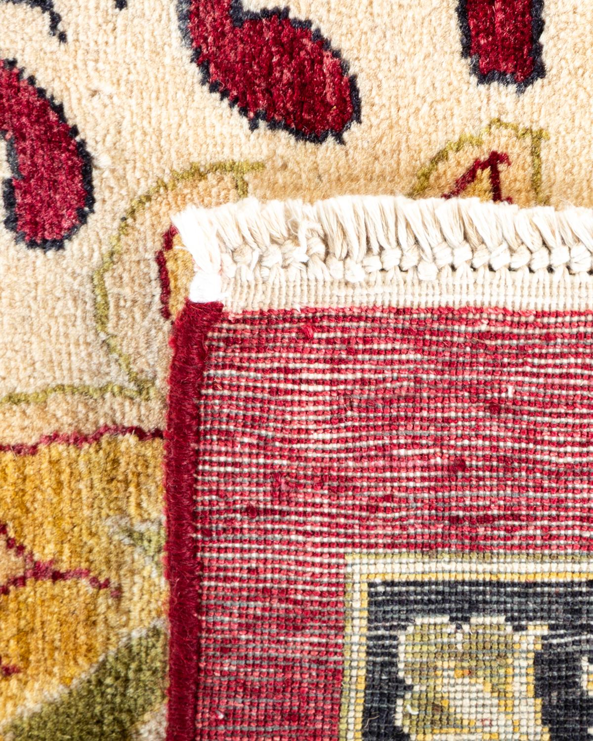 Hand-Knotted One-of-a-kind Hand Made Traditional Mogul Red Area Rug For Sale