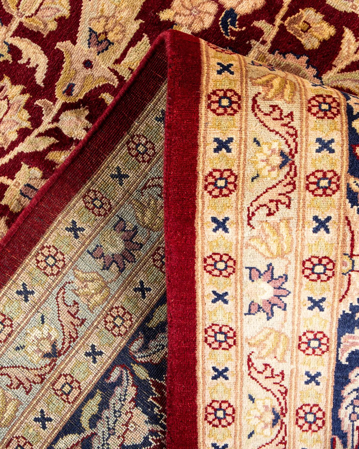 Pakistani One-of-a-kind Hand Made Traditional Mogul Red Area Rug For Sale