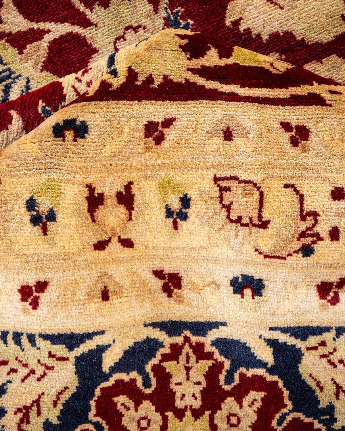 Autre Tapis traditionnel Mogul rouge unique fait à la main, unique en son genre en vente