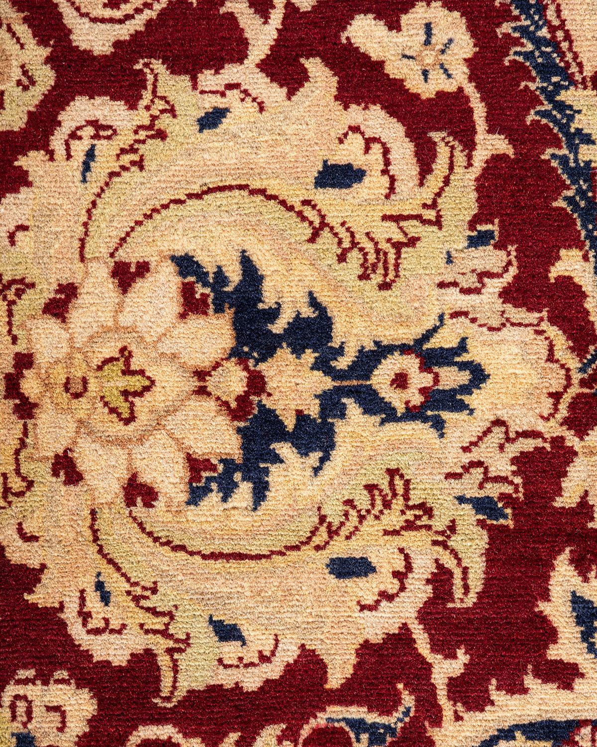 XXIe siècle et contemporain Tapis traditionnel Mogul rouge unique fait à la main, unique en son genre en vente