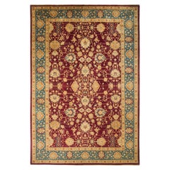 One-of-a-kind Hand Made Traditional Mogul Red Area Rug