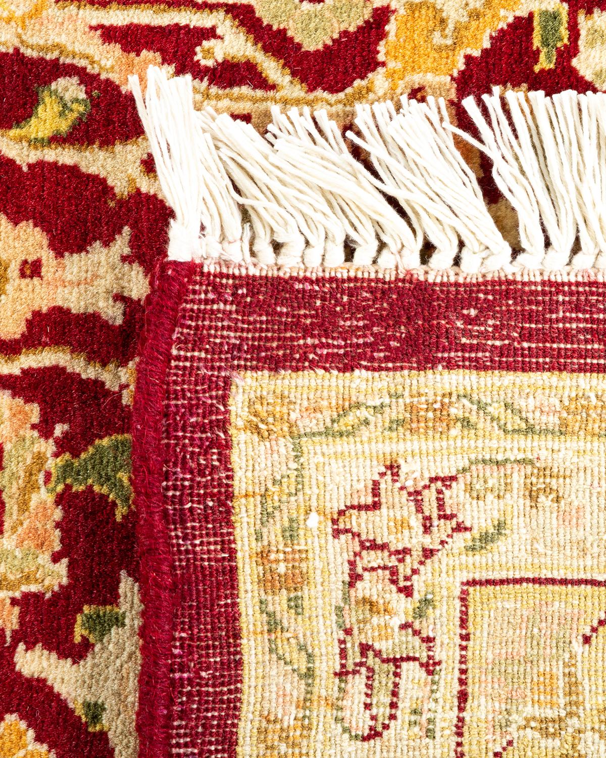 Hand-Knotted One-of-a-kind Hand Made Traditional Mogul Red Area Rug