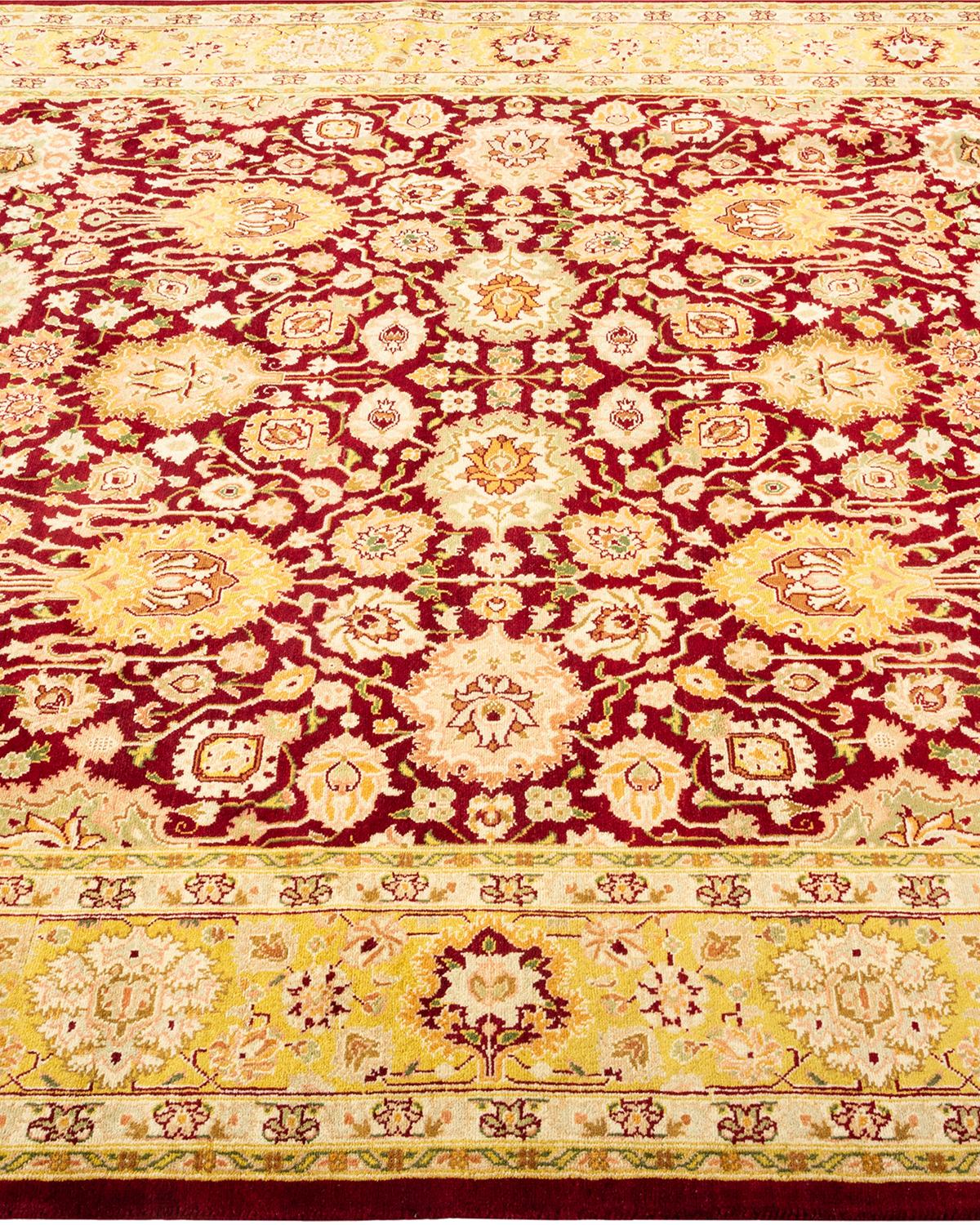 One-of-a-kind Hand Made Traditional Mogul Red Area Rug In New Condition In Norwalk, CT
